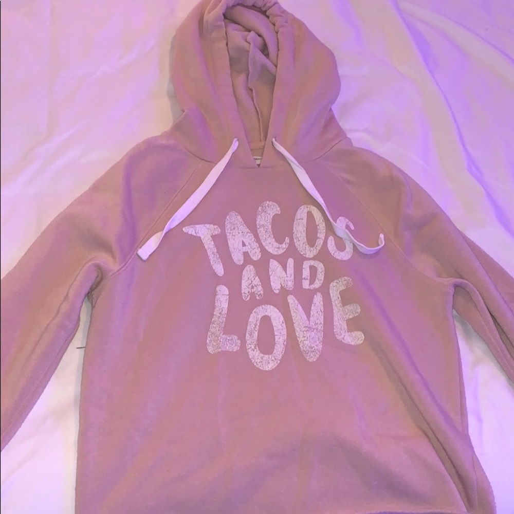 "Tacos and Love" cropped pink hoodie
